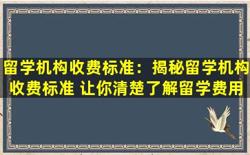 留学机构收费标准：揭秘留学机构收费标准 让你清楚了解留学费用